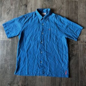 Vintage Quiksilver Men’s Large Blue Plaid Button Down Polo Shirt